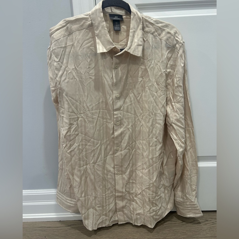 H&M Men Light Tan Long Sleeve Shirt